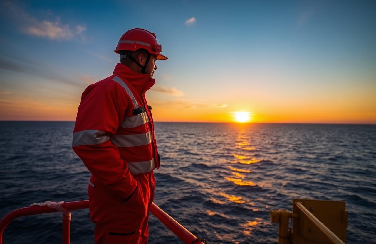 Offshore engineer at sunset